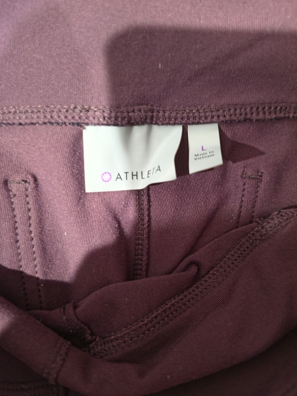 Athleta Metro High Rise Leggings Deep Plum Back Pocket Athletic Nwot Size L - Picture 6 of 6